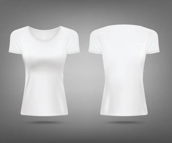 Женская футболка женская одежда шаблон реалистичные векторные иллюстрации изолированы. — стоковый вектор