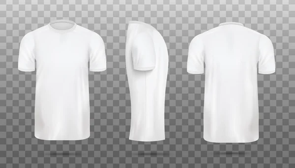 Blank plain white T-shirt mockup set isolated on transparent background. — Stock Vector