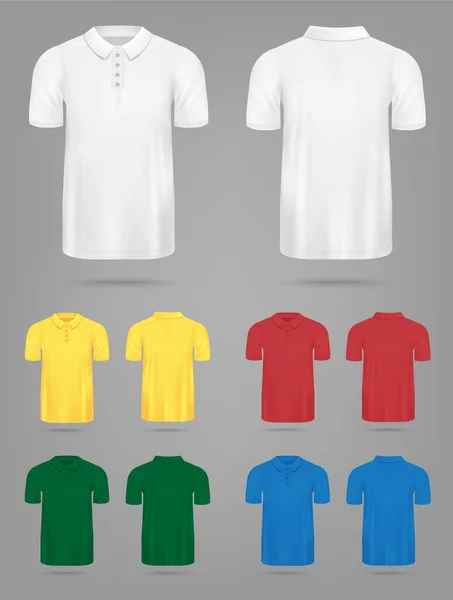 Męska koszulka polo lub kołnierz T-shirt realistyczne makiety wektor ilustracja odizolowany. — Wektor stockowy