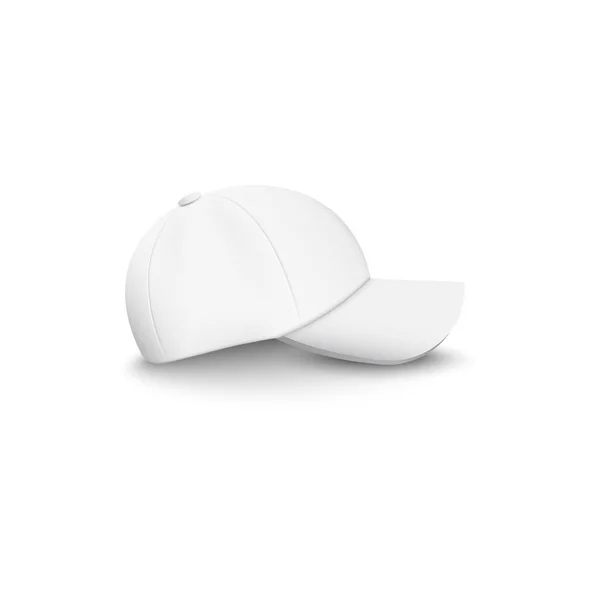 Boné branco de beisebol e chapéu para a cabeça, modelo em branco realista e mockup . — Vetor de Stock
