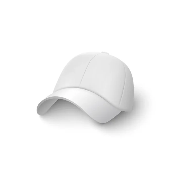 White cap and baseball hat for the head, realistic blank template and mockup. — Stock Vector