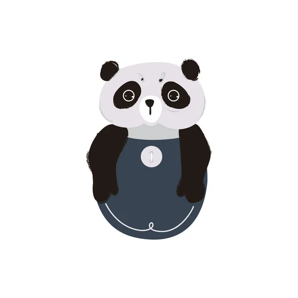 Cute panda pocket with button isolated on white background. — Stock Vector