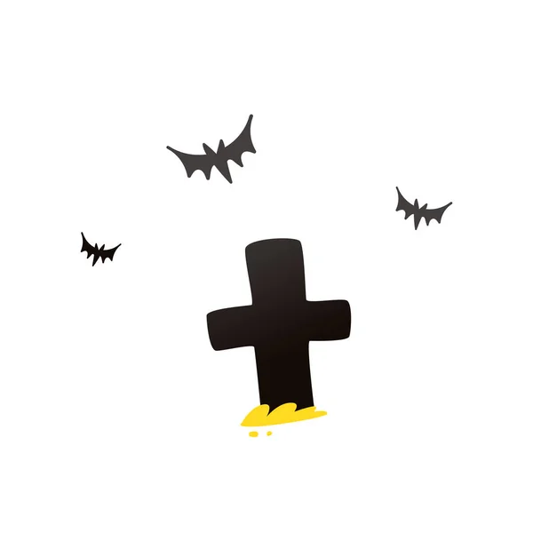 Conjunto de ícones de Halloween - cruz grave e morcegos, ilustração vetorial isolada . —  Vetores de Stock