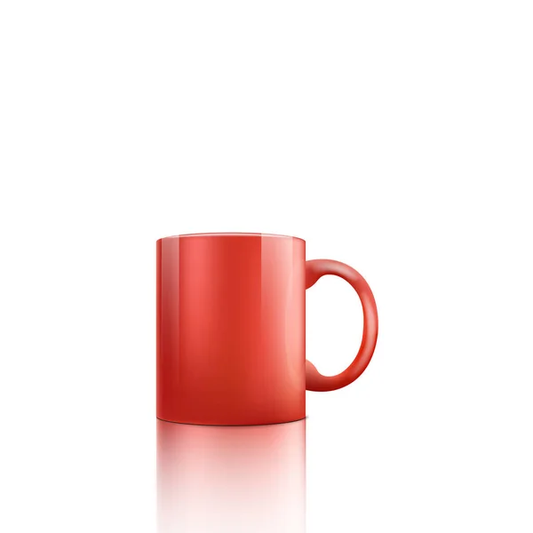 Modèle 3D réaliste d'une tasse ou d'une tasse en céramique rouge pour boissons chaudes. — Image vectorielle