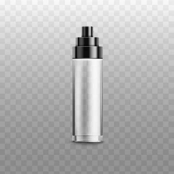 Frasco de spray de vidrio vacío para producto cosmético aislado sobre fondo blanco — Archivo Imágenes Vectoriales