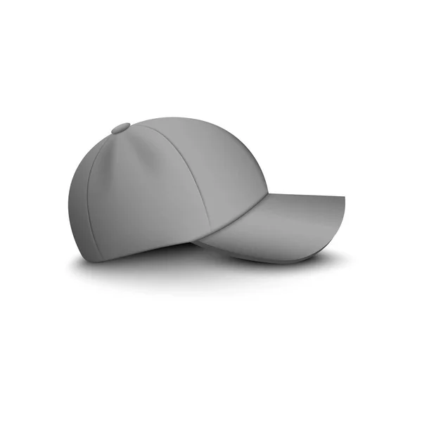 Gorra gris béisbol o sombrero para uniforme, maqueta con vista desde el lado derecho. — Archivo Imágenes Vectoriales