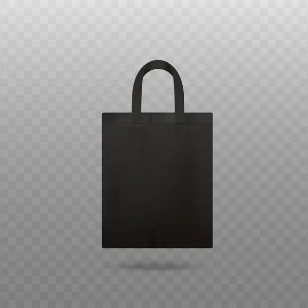 Vorlage und Attrappe einer schwarzen Eco-Stofftasche zum Einkaufen und Tragen. — Stockvektor