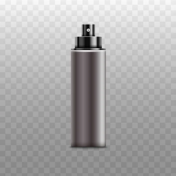 Zwart geparfumeerde cosmetische spray in een metalen of plastic fles. — Stockvector