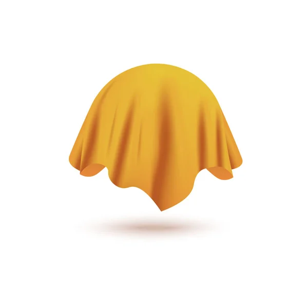 Funda de cortina amarilla de seda que cubre el objeto esfera invisible — Archivo Imágenes Vectoriales