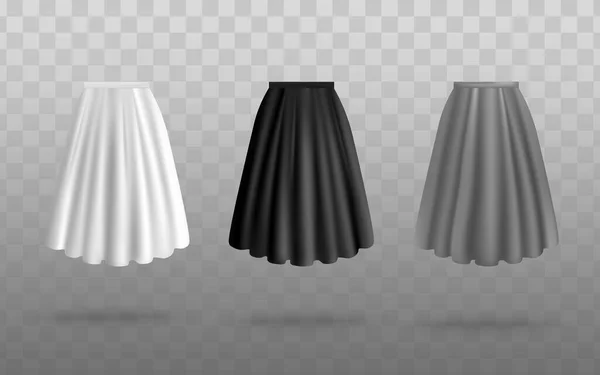 White, gray and black women skirts set of realistic vector illustration isolated. — Stock Vector