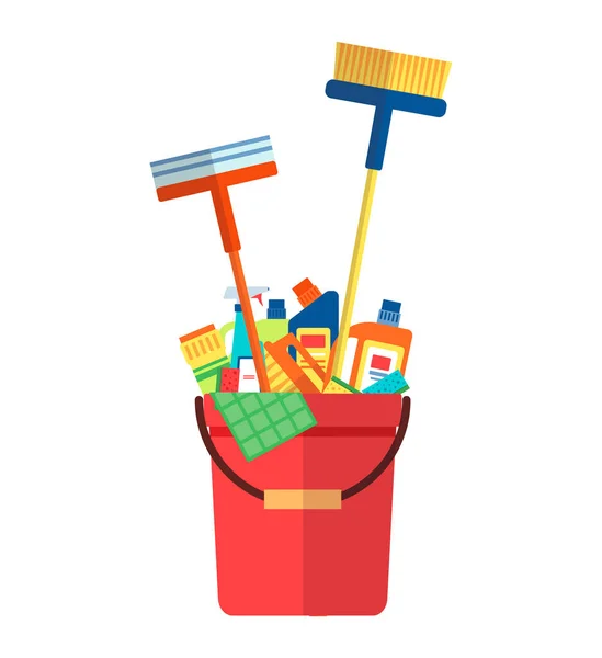 Un conjunto de productos de limpieza para el hogar. — Vector de stock