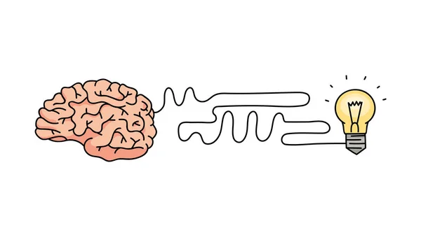 Icono idea cerebro y bombilla conectada vector aislado ilustración — Vector de stock