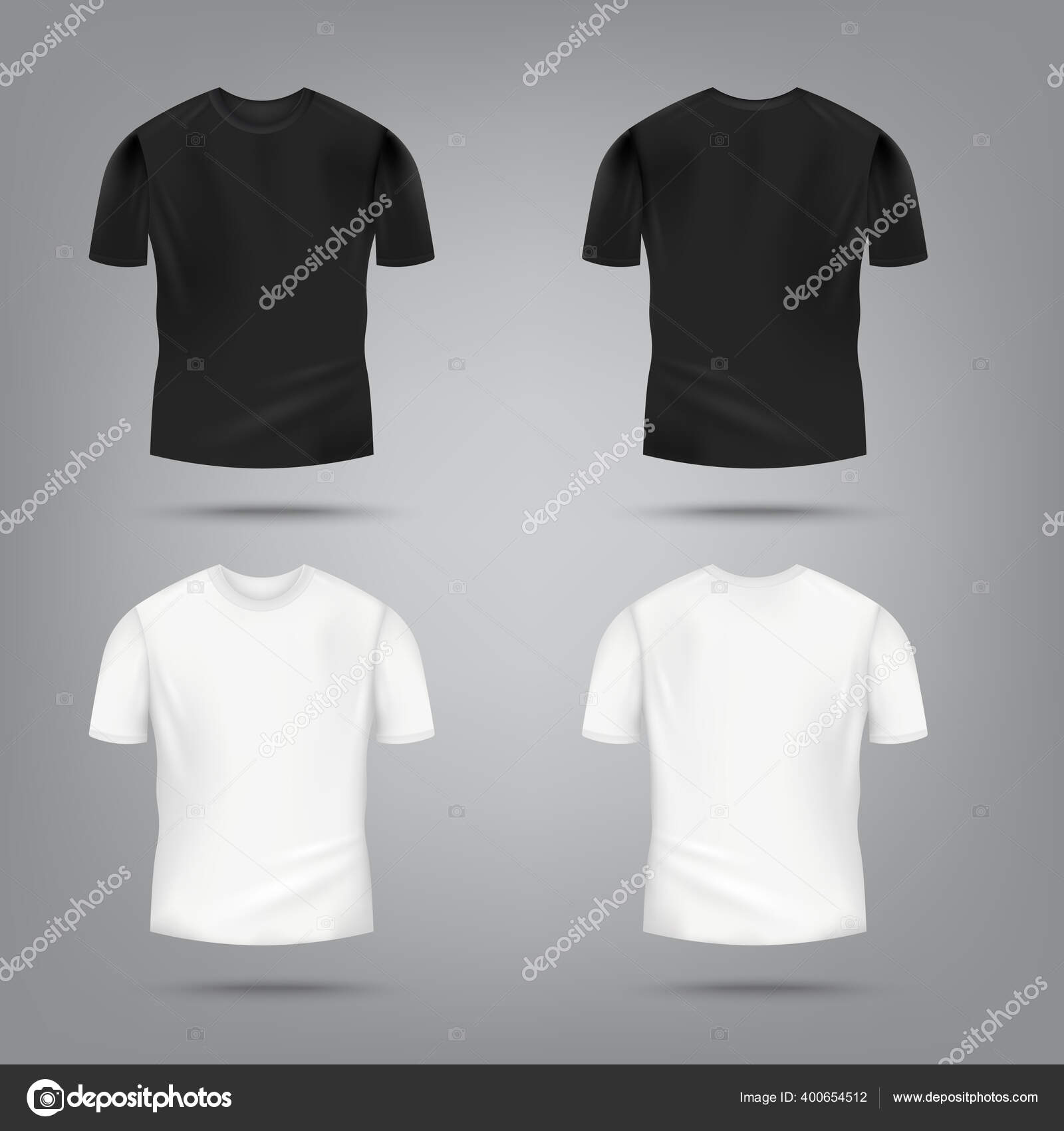 Black and white blank t-shirt mockup front back Vector Image