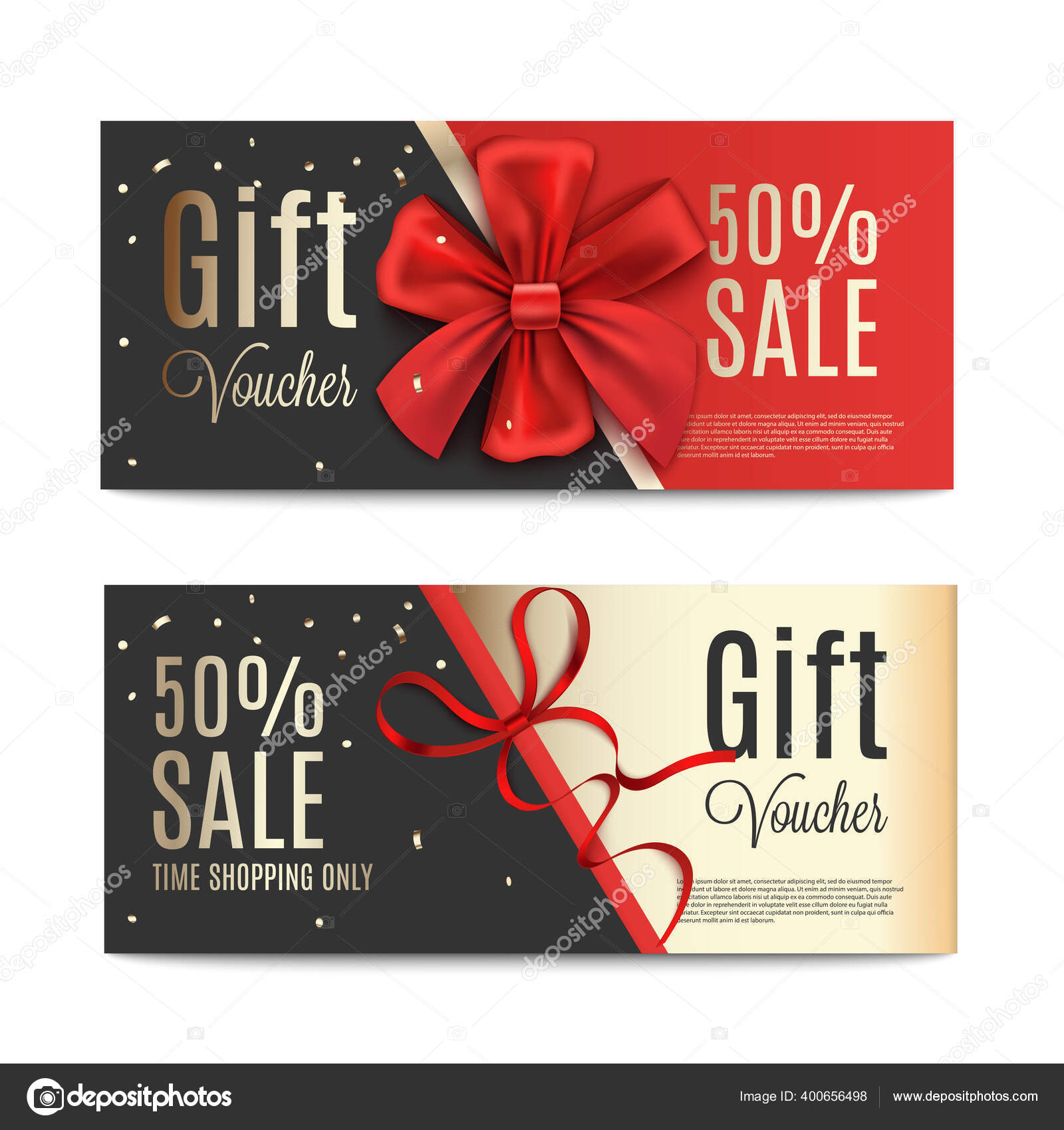 Premium PSD  White gift voucher with gold ribbon and bow discount coupon  isolated on transparent backckground