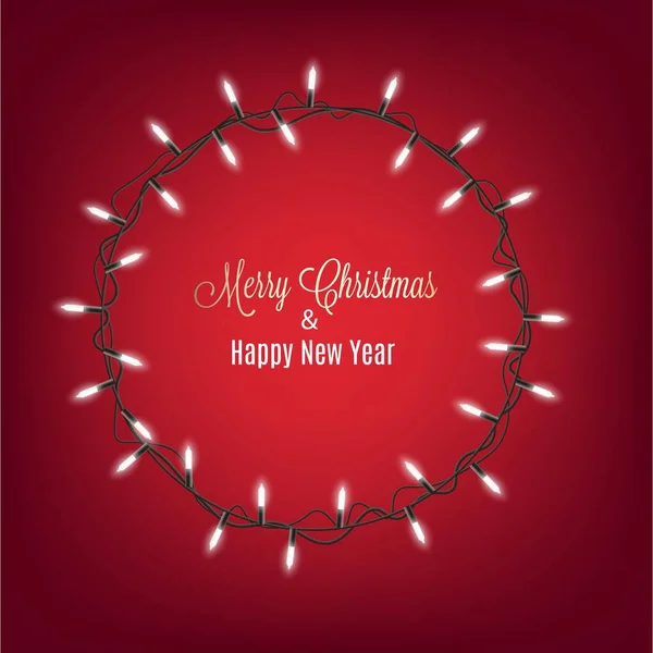 Christmas and New Year template with lights garland realistic vector illustration. — Stock Vector