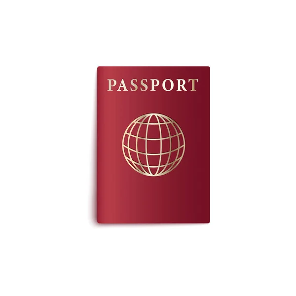 Escuro vermelho realista passaporte capa mockup isolado no fundo branco — Vetor de Stock