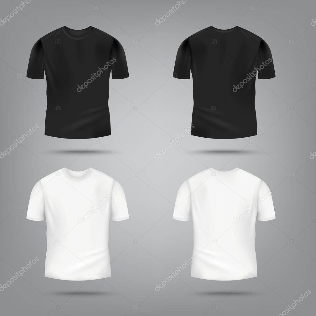 Black and white male t-shirt mockup set from front and rear view