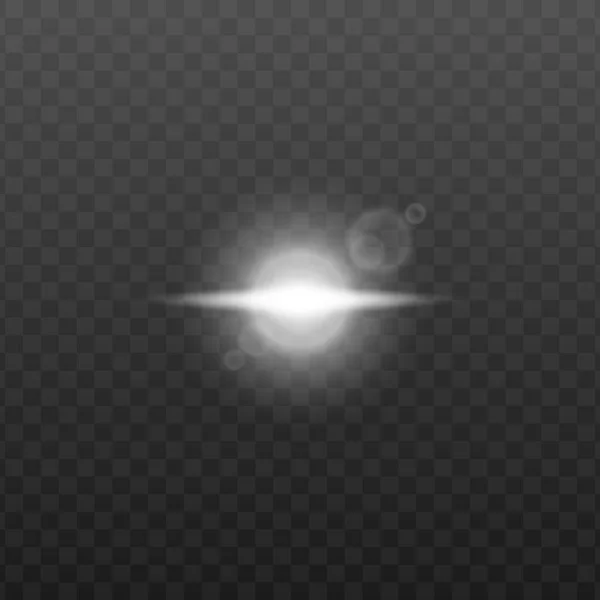Source de lumière blanche isolée avec effet de fusée éclairante et faisceau long unique — Image vectorielle