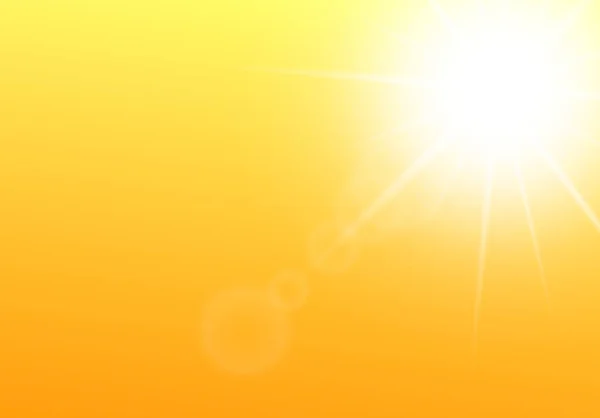 Vit sol strålar på gyllene gul himmel bakgrund - tom banner — Stock vektor