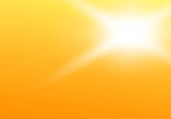 Céu quente do dia do verão com sol branco brilhante com quatro raios — Vetor de Stock
