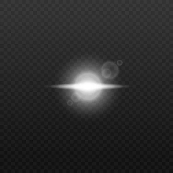 独立した白い光のフレアと単一の水平ビーム-ベクトル図 — ストックベクタ