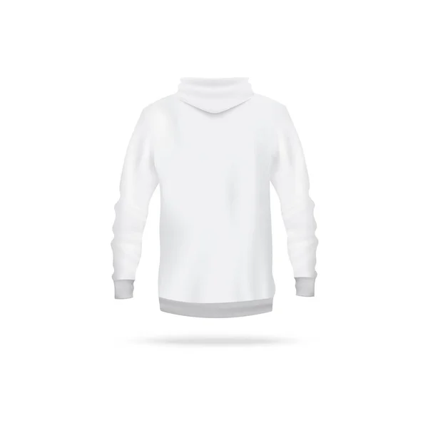 Mockup de capuz branco realista da visão traseira - camisola de manga longa dos homens — Vetor de Stock