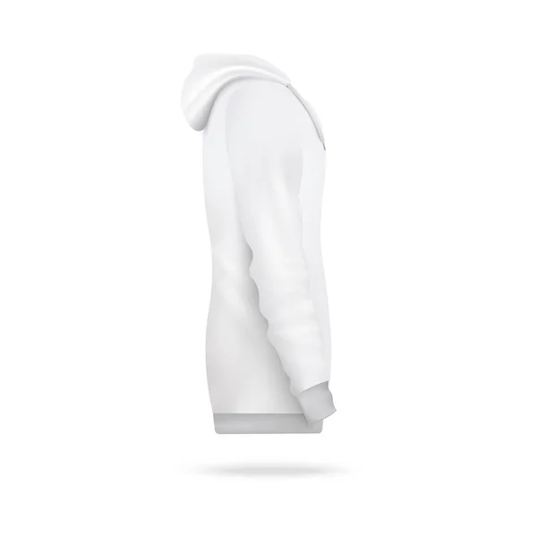 Camisola com capuz unisex branca vista lateral ilustração vetorial realista isolado . — Vetor de Stock