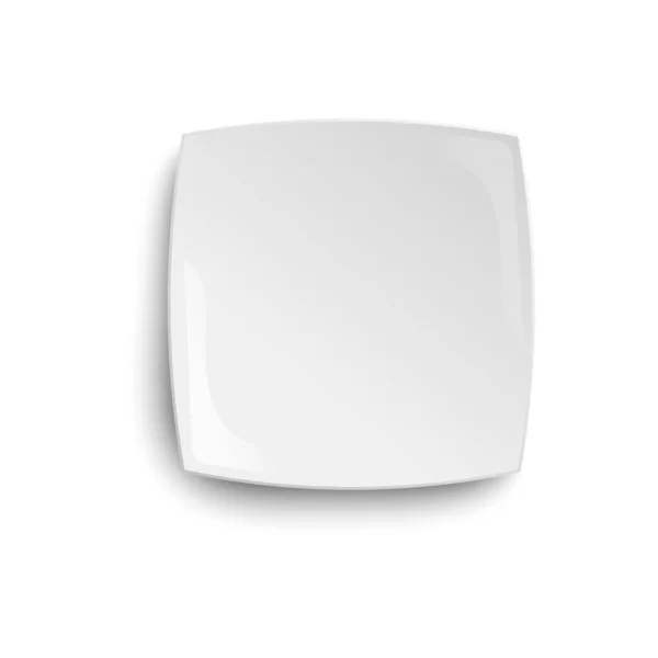 Tomma vita keramiska platta med fyrkantig form - realistisk mockup från ovanifrån — Stock vektor