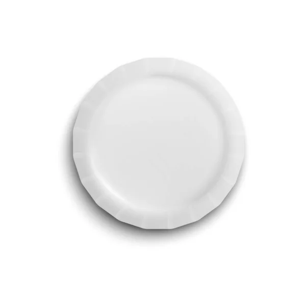 Realistic empty white paper plate mockup isolated on white background. — Stock Vector