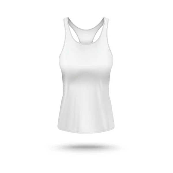 Mulheres ativo desgaste t-shirt branco modelo realista vetor ilustração isolado . —  Vetores de Stock
