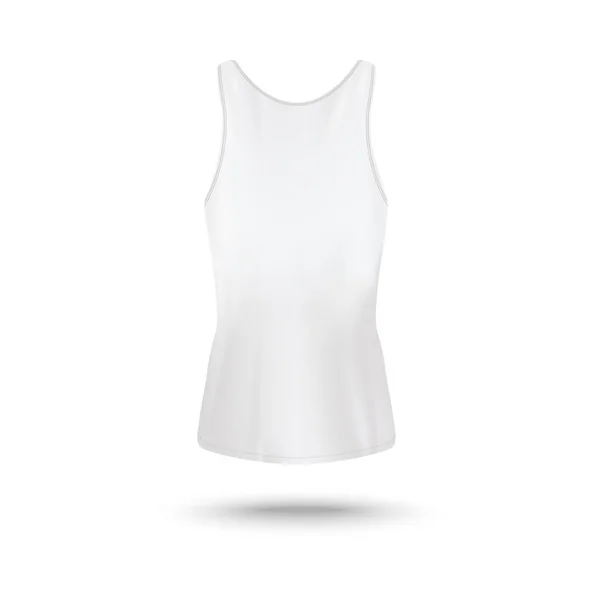 Womens white tank top - mockup terisolasi yang realistis dengan ruang salinan kosong - Stok Vektor