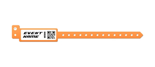 Pomerančový plastový náramek na náramek s šablonou názvu události — Stockový vektor