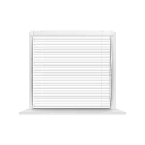 Window with plastic blinds or shutters 3d vector illustration mockup isolated. — Stock Vector