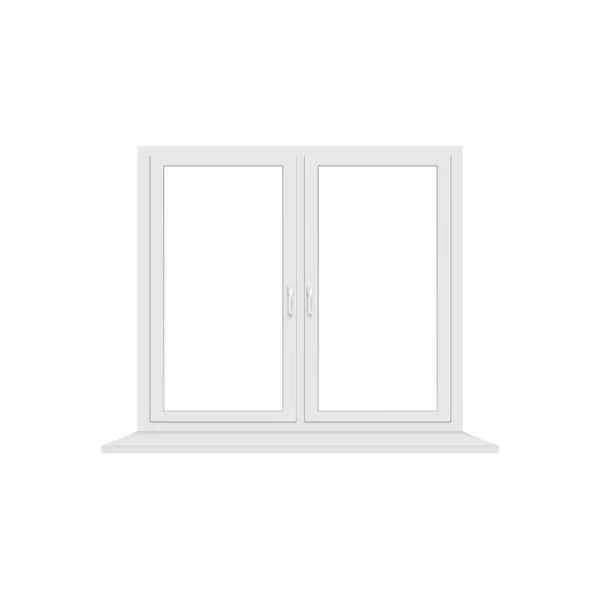 Window white plastic modern frame realistic vector illustration mockup isolated. — Stock Vector