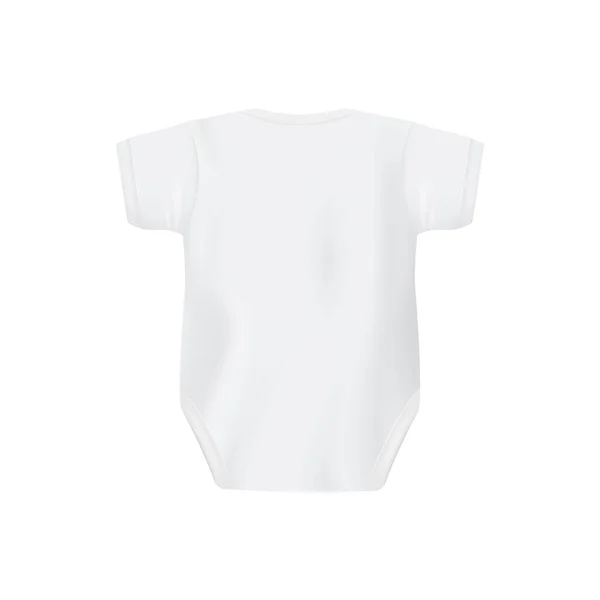 Tampilan belakang putih bayi yang baru lahir baju mockup vektor ilustrasi. - Stok Vektor