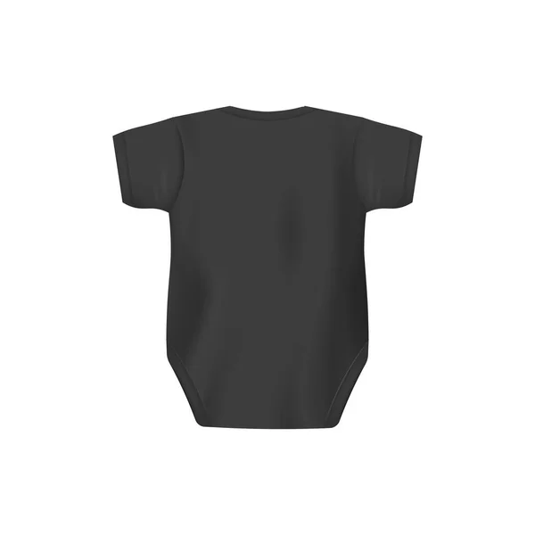 Zadní pohled na baby black bodysuit realistické vektorové šablony ilustrace izolované. — Stockový vektor
