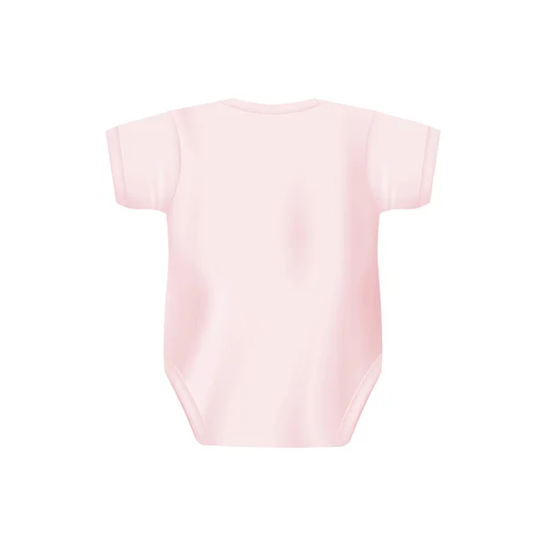 Back of baby pink bodysuit realistic vector template illustration isolated. — Stock Vector