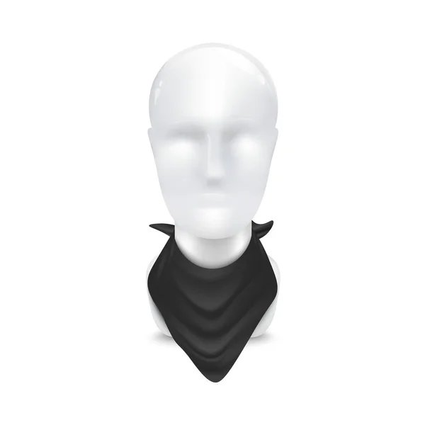 Black bandana mockup isolated on white background - vector illustration — Stock Vector