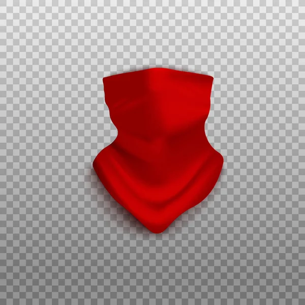 Färgglada rött ansikte halsduk bandana mockup isolerad på transparent bakgrund — Stock vektor