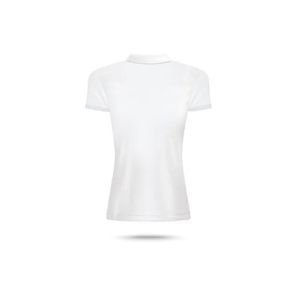 Zadní pohled na bílé ženské polo shirt mockup izolované na bílém pozadí — Stockový vektor