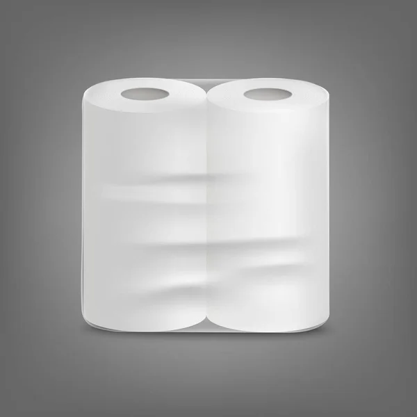 Prázdné WC roll pack mockup - realistický jasný plastový obal šablona — Stockový vektor