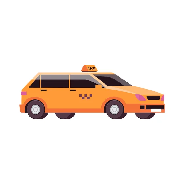 Yellow taxi cab car icon or symbol, flat vector illustration isolated on white. — Stock Vector