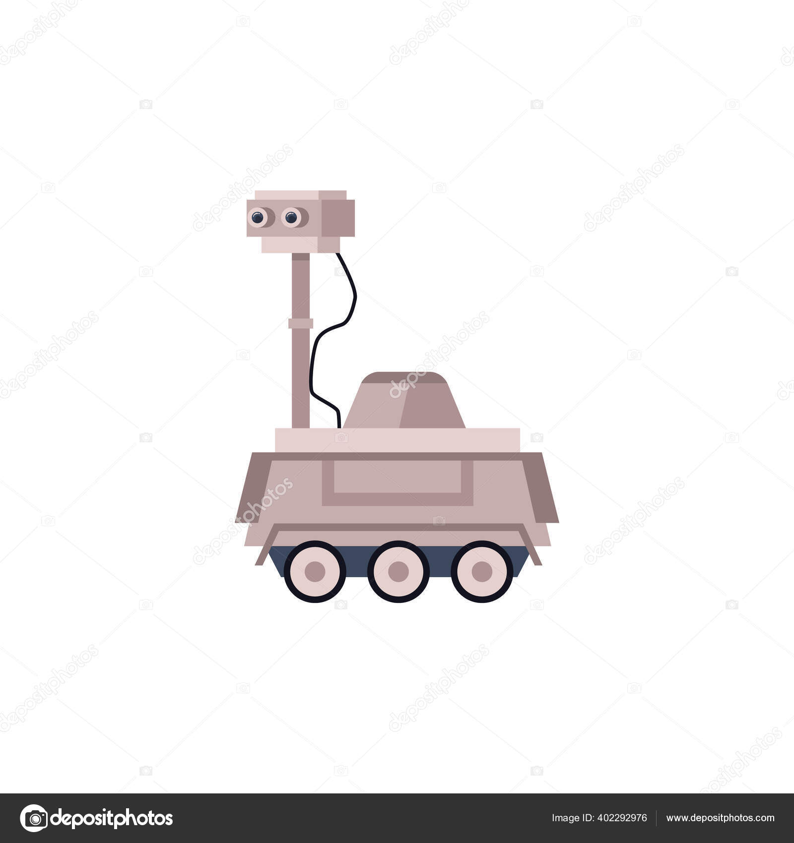 Lunar rover or moonwalker space station icon, flat vector illustration