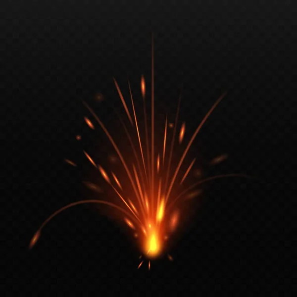 Sparkler of bengaalse feestelijke lichteffect realistische vector illustratie geïsoleerd. — Stockvector