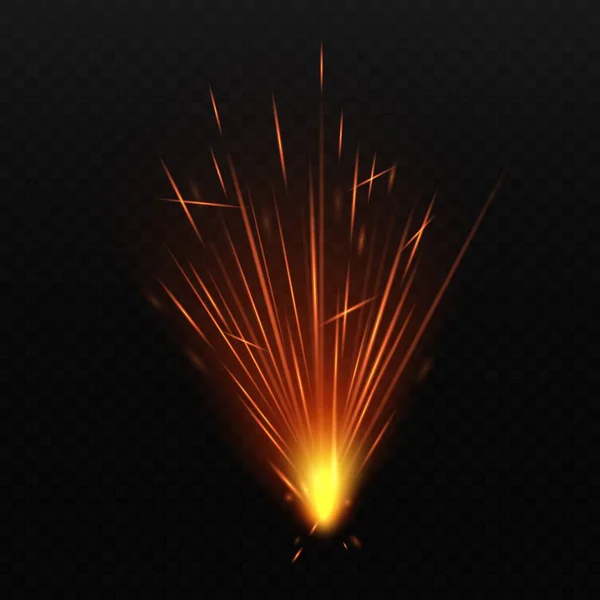 Ateş patlamayı ya da ışıltılı ışık gerçekçi vektör çizimini izole eder. — Stok Vektör