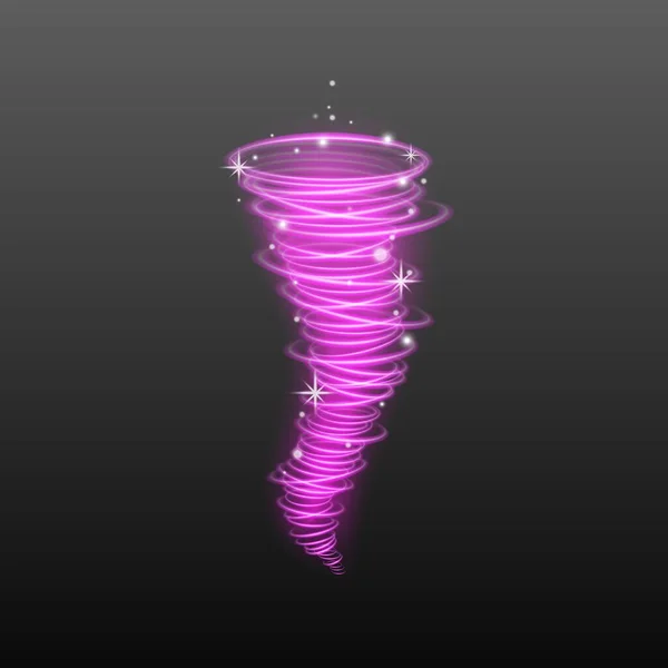 Neón tornado rosa abstracto o remolino luz huracán vector ilustración aislado. — Archivo Imágenes Vectoriales