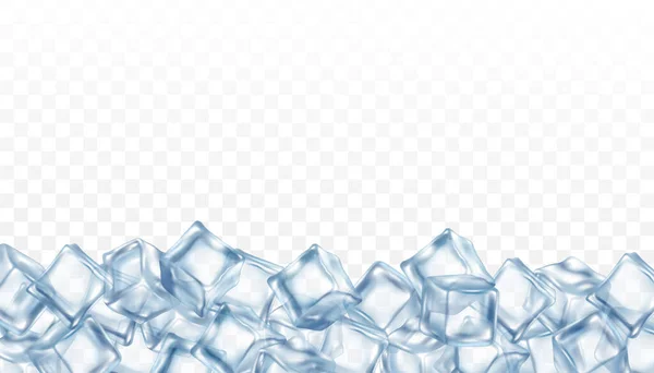 Banner template with clear blue ice cubes realistic vector illustration isolated. — Stock Vector