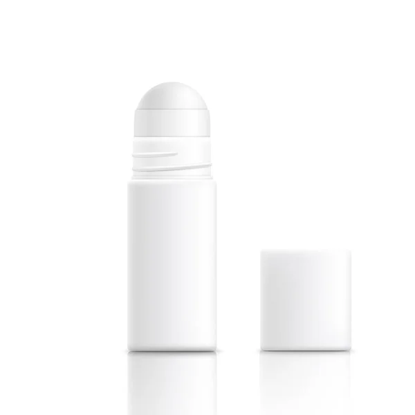 Witte deodorant rolfles met open dop - blanco realistische mockup — Stockvector