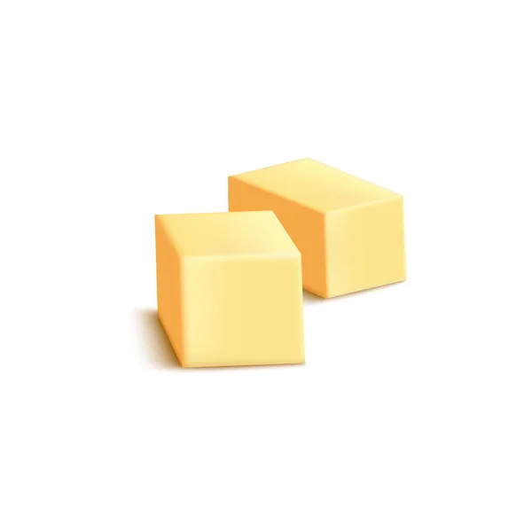スライスしたバターやマーガリンブロックは、現実的なベクトルイラストをモックアップ孤立. — ストックベクタ