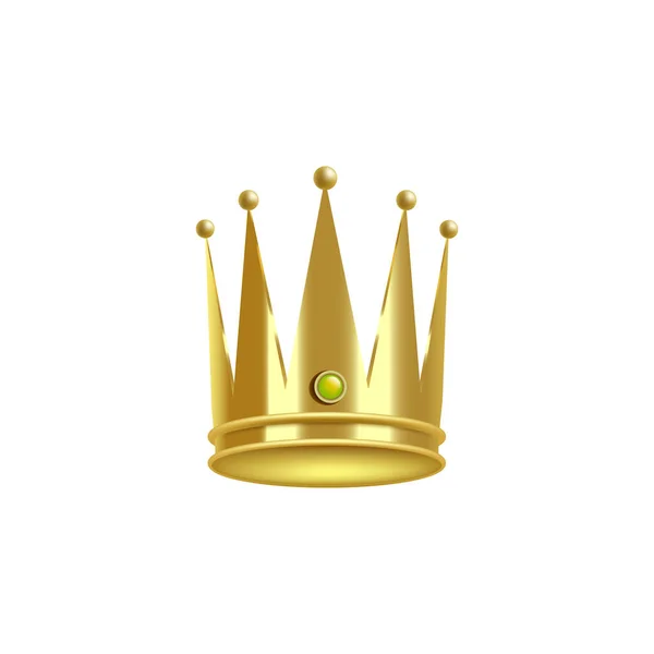 Oro lucido e chiodato re corona isolata su sfondo bianco. — Vettoriale Stock